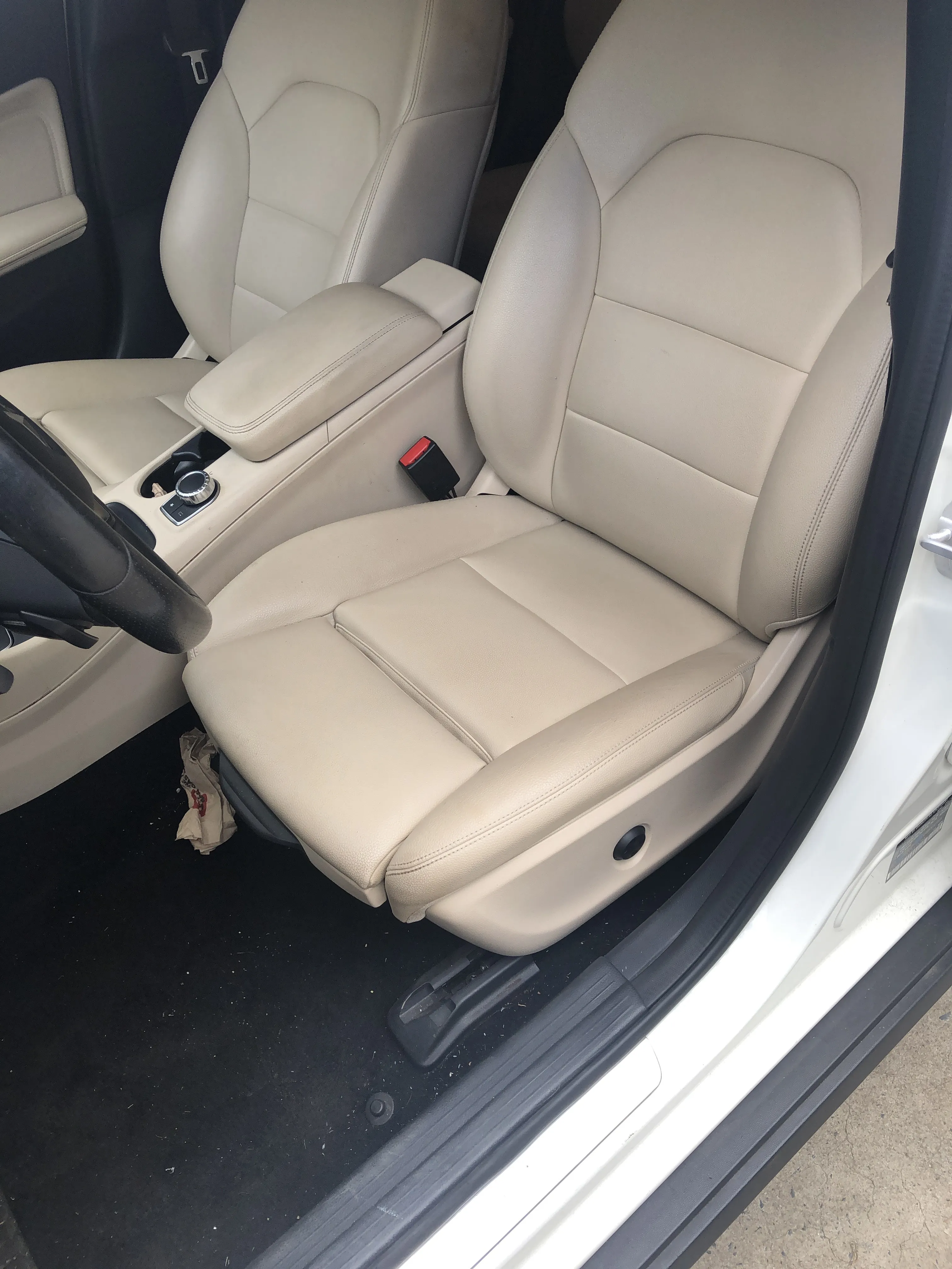 After — cream leather front seat