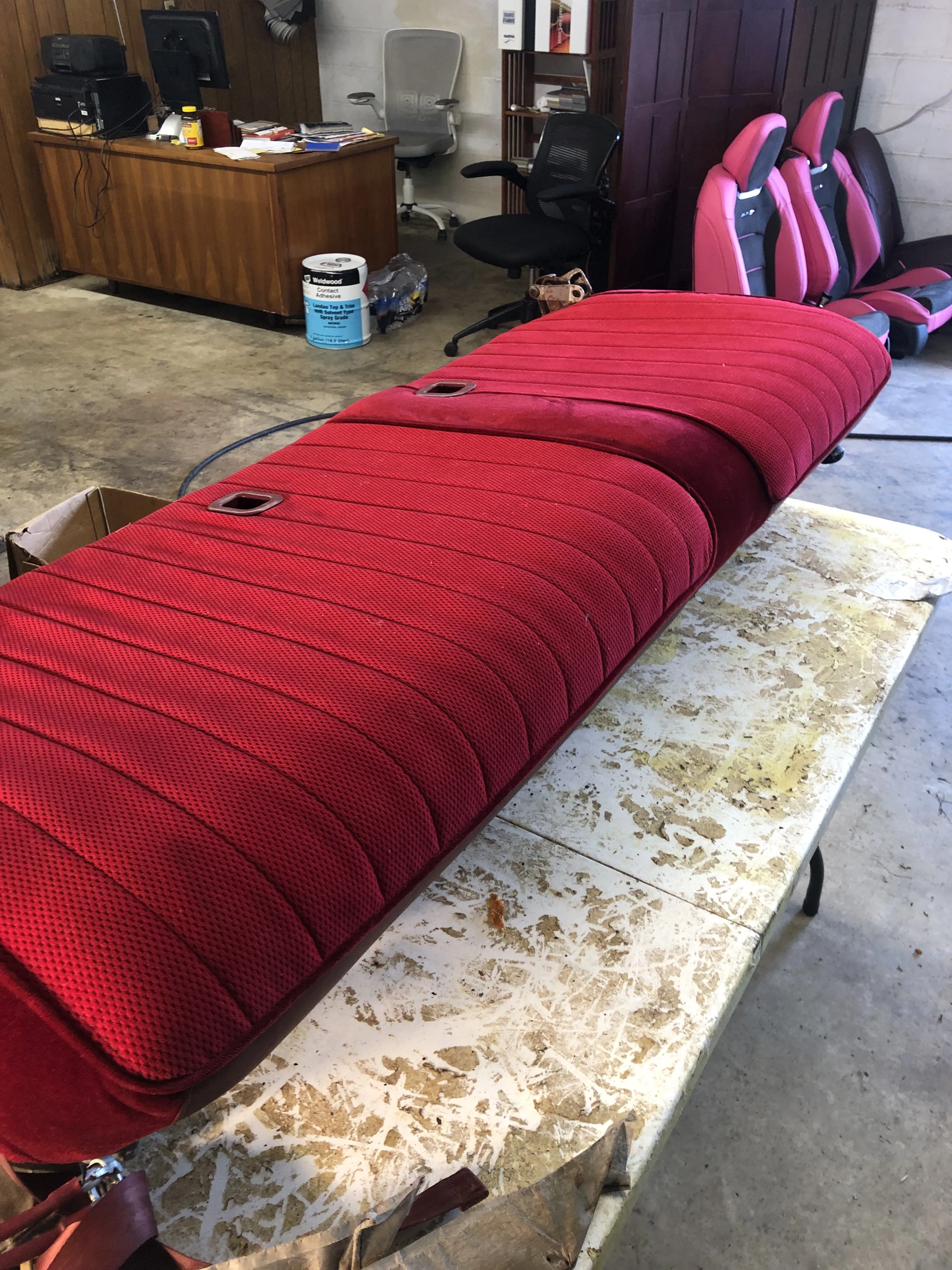 After — bench back on table