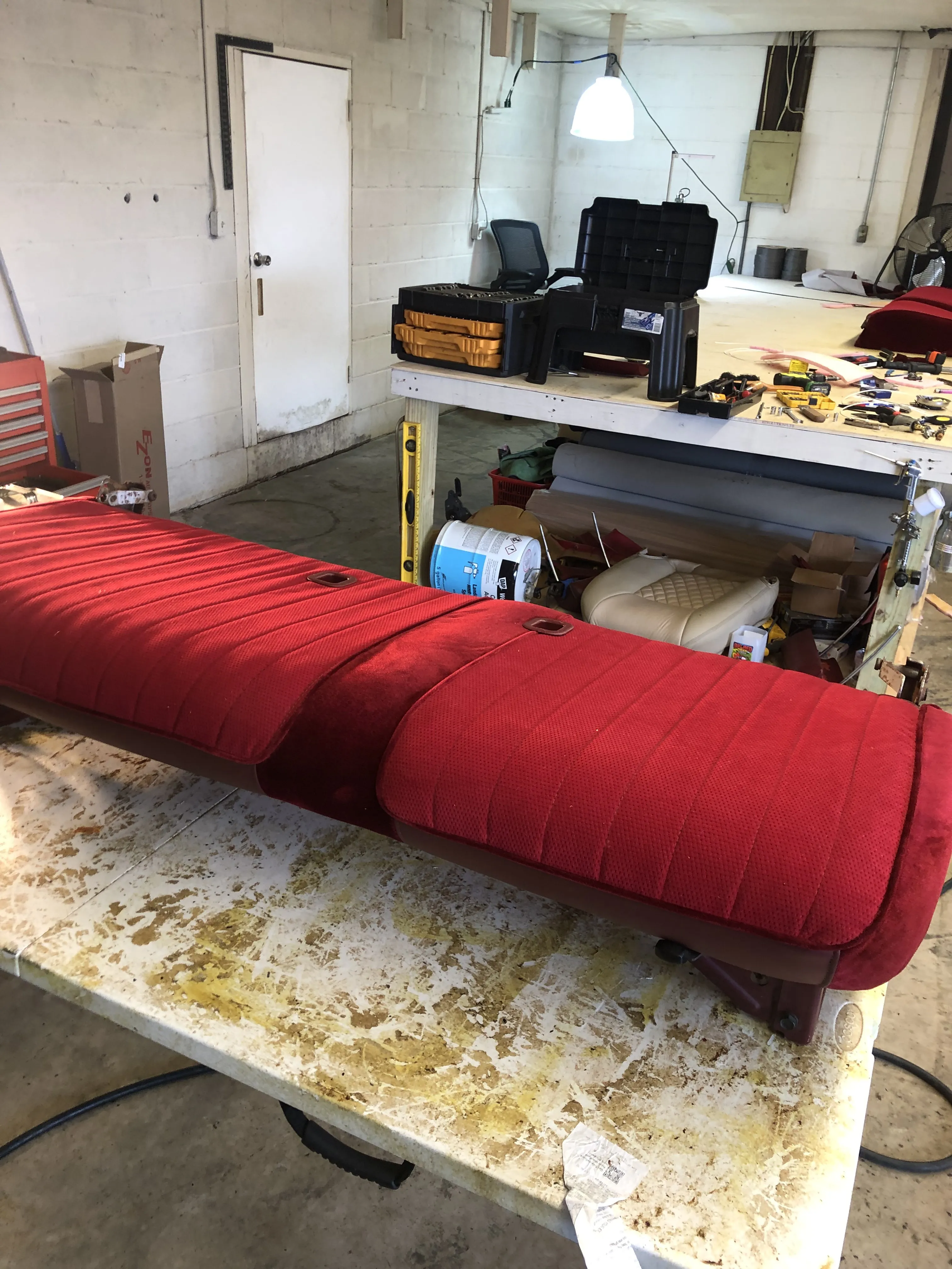 After — bench on table shop behind
