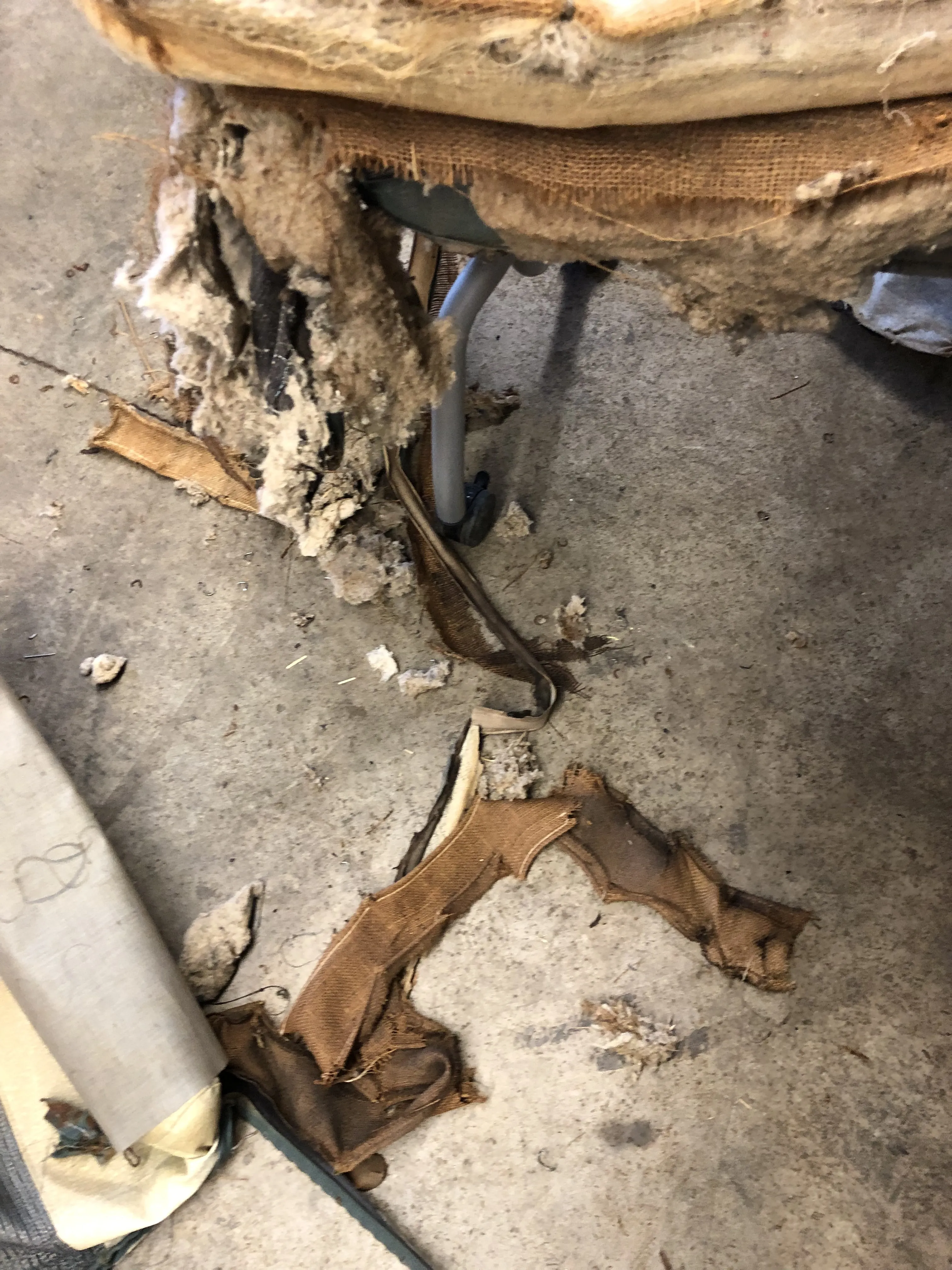 Before — rotted foam and frame
