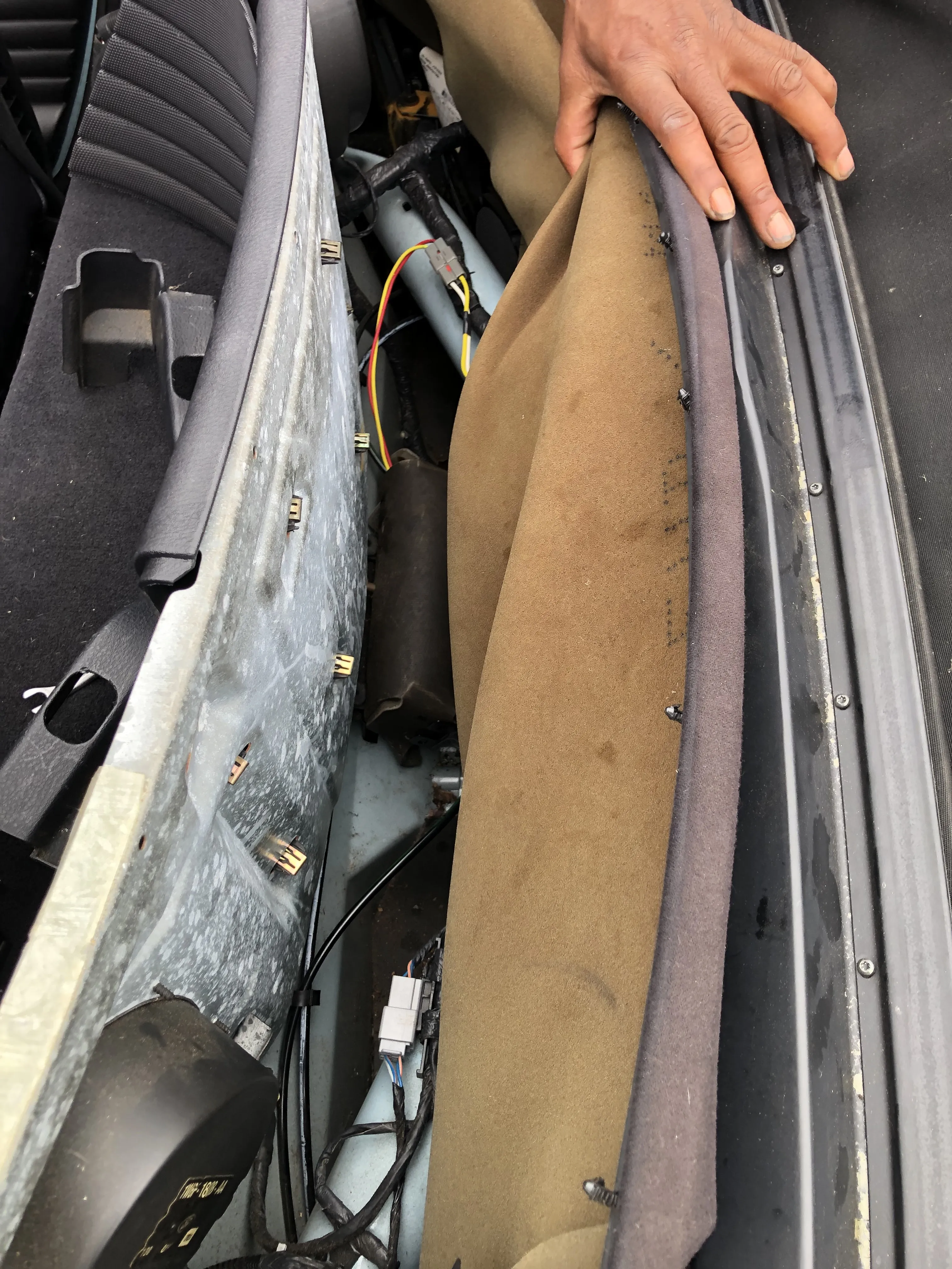 Hands on the top material