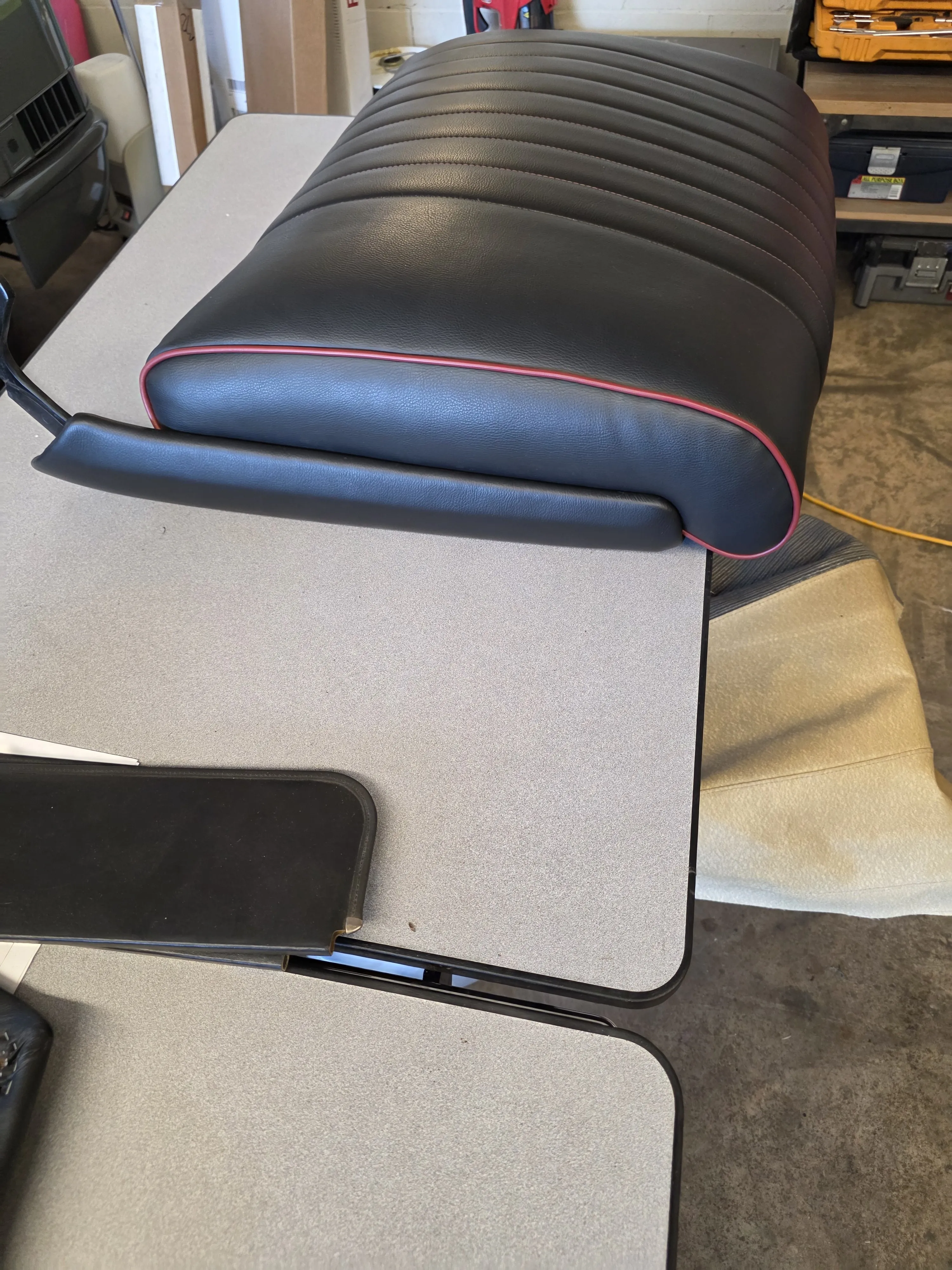 After — black bench red piping