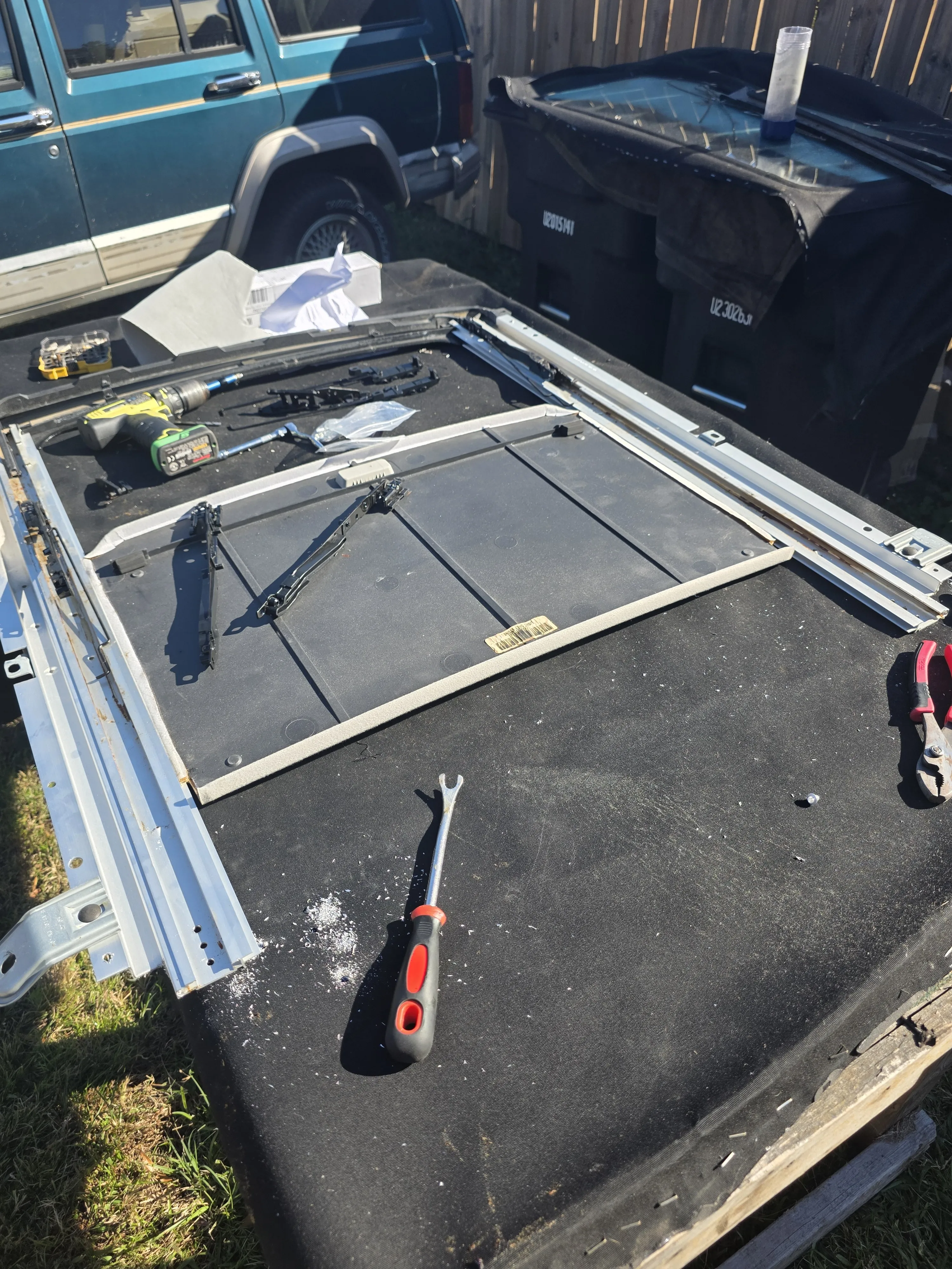 Frame parts on the floor