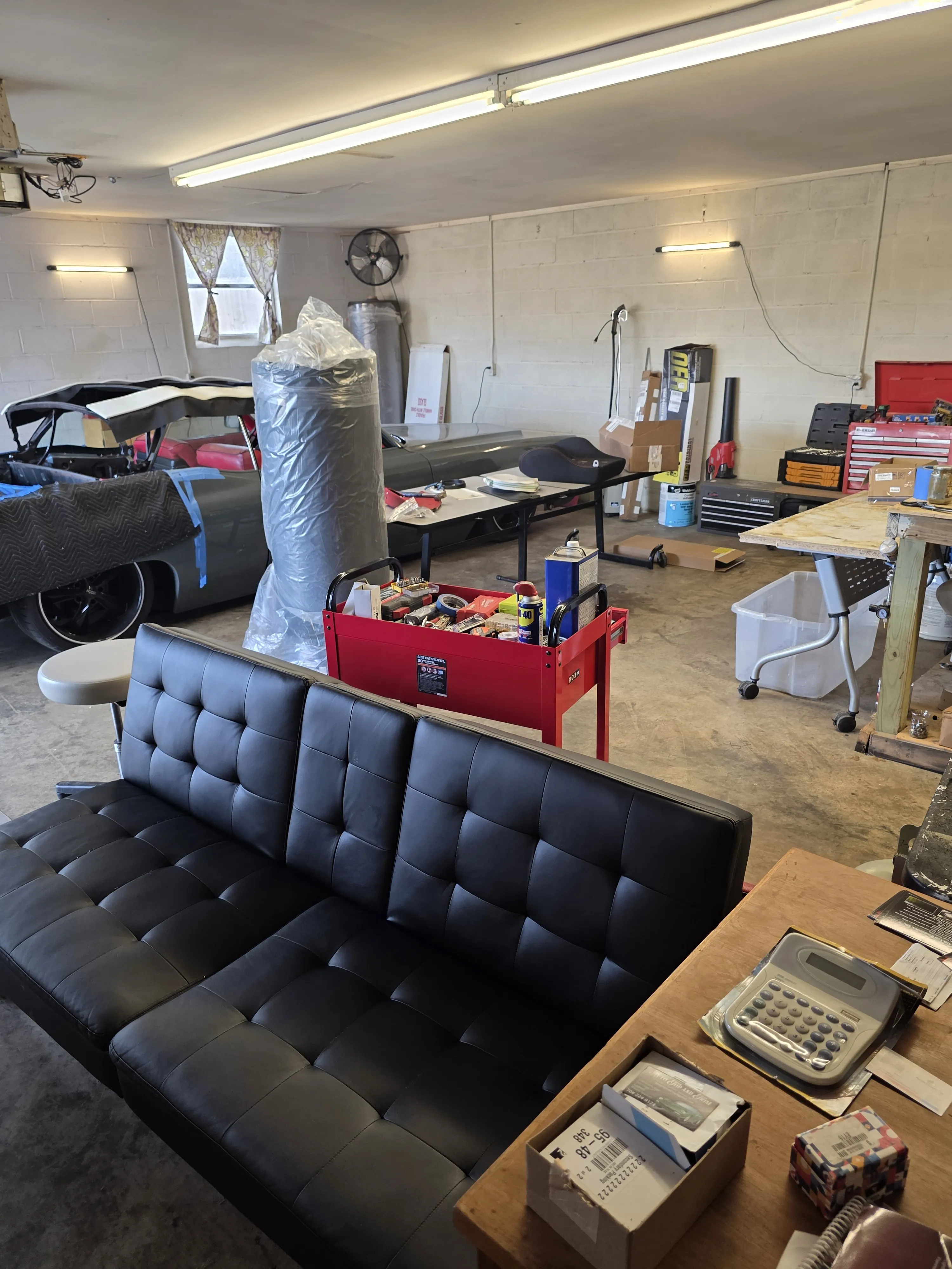 Bench seat on the work table