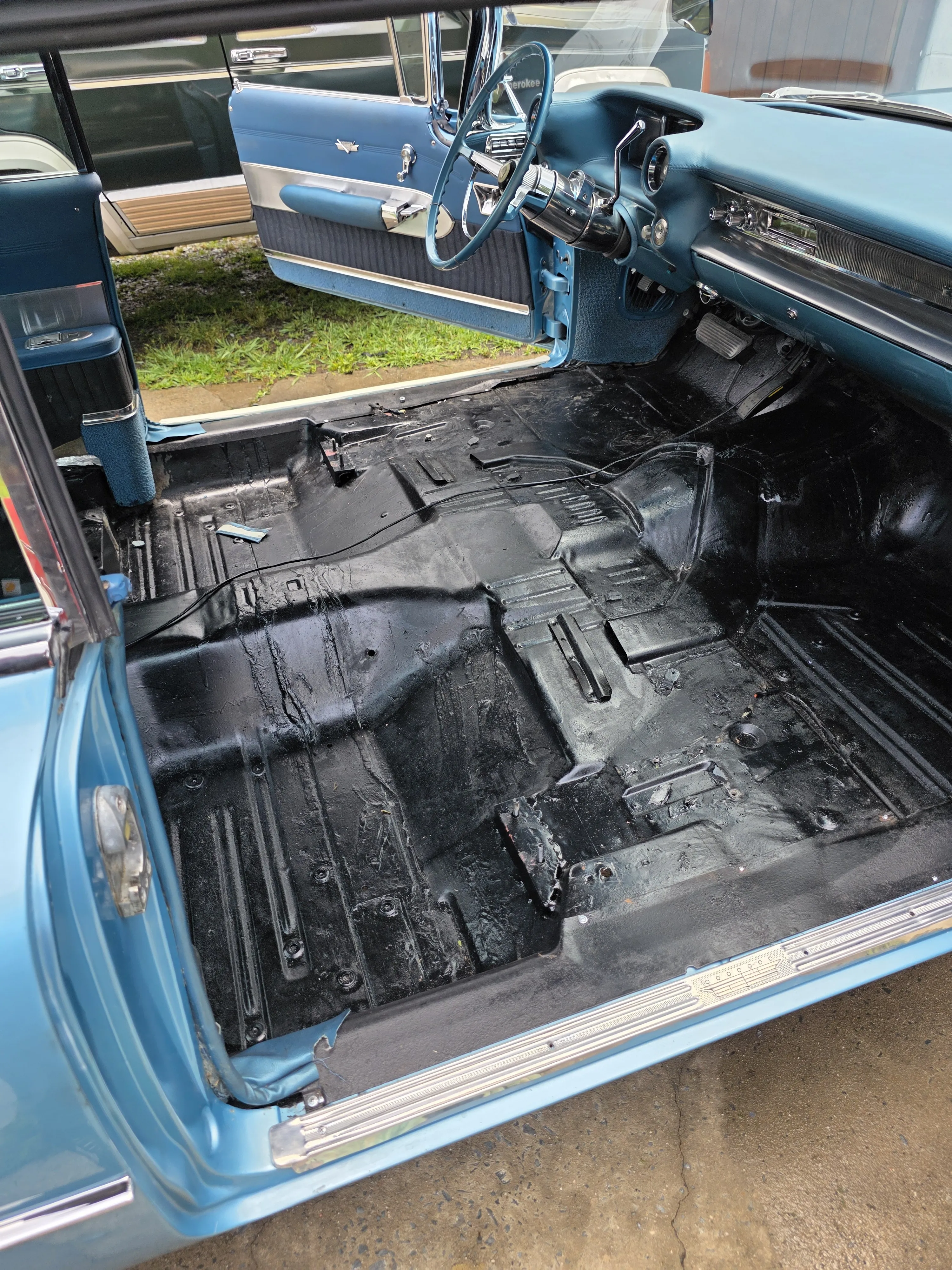 Before — floor pan stripped
