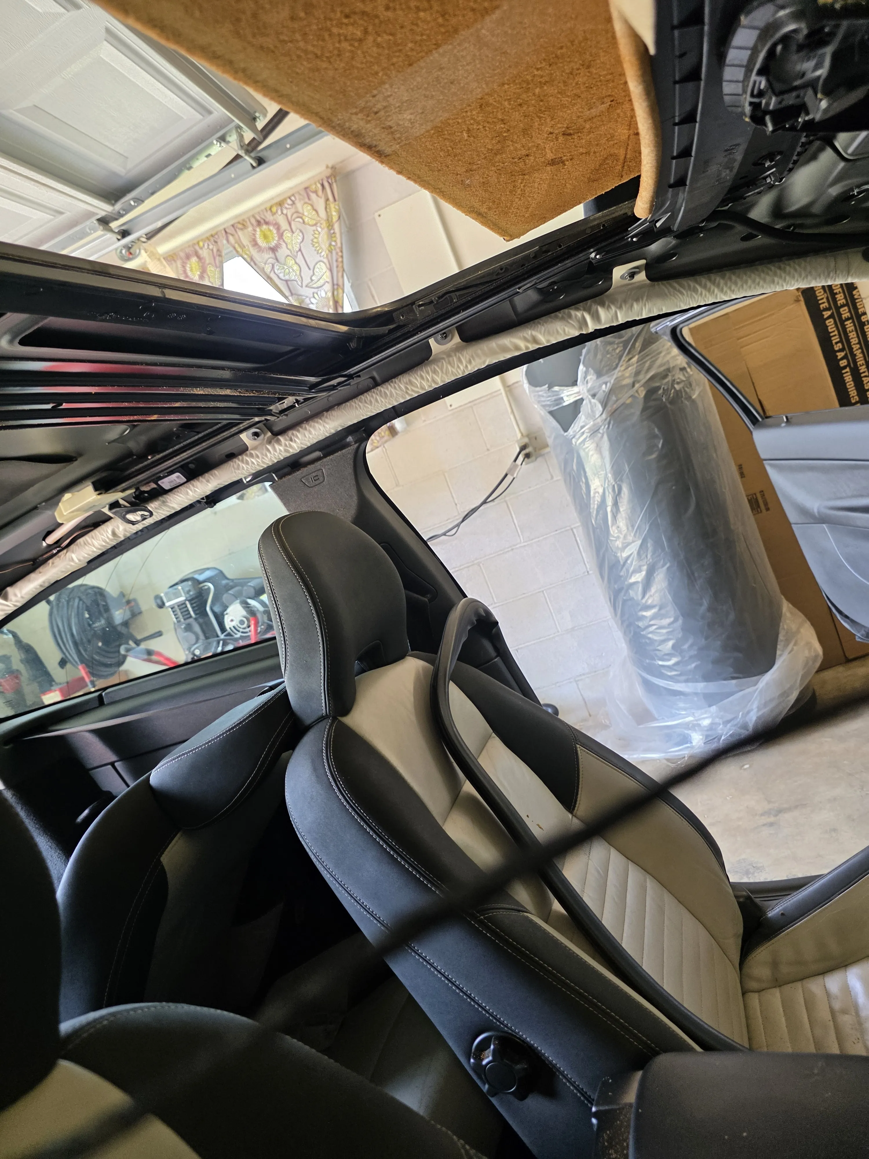 Frame over black seats